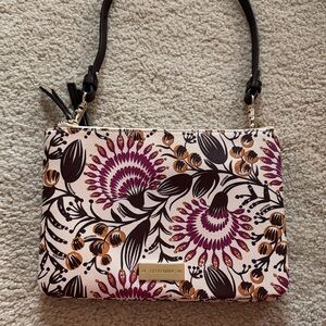 Brahmin Floral Print Crossbody in Pink, Brown & Gold - Excellent Condition